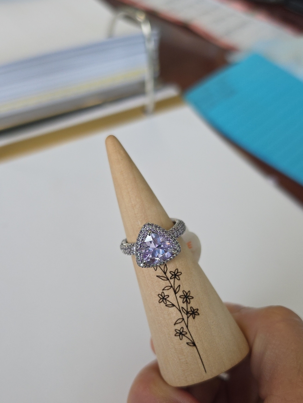BP_ "The Perfect Piece" Rhodium  Halo Ring with Lavender Center Stone